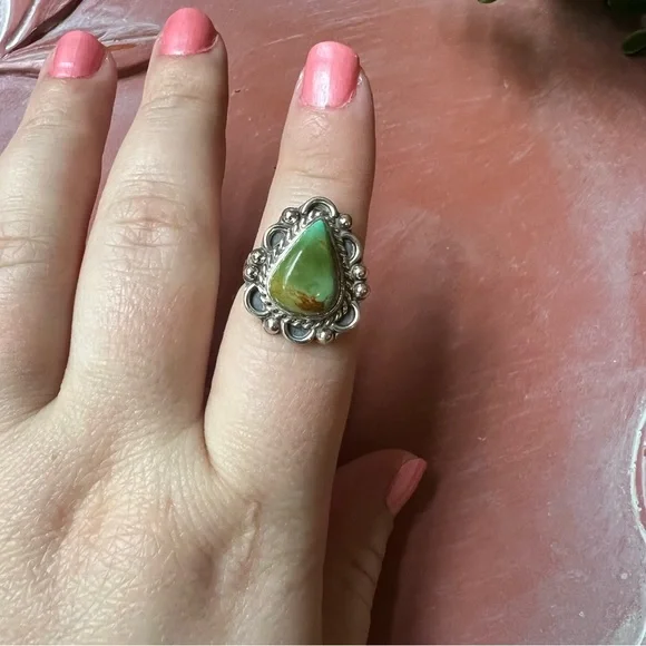 Sterling Silver Kingman Turquoise Ring Size 7 Southwestern - Picture 8 of 13